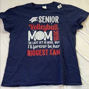Senior Volleyball Mom 2026 Tee - Navy Blue (women’s xl)